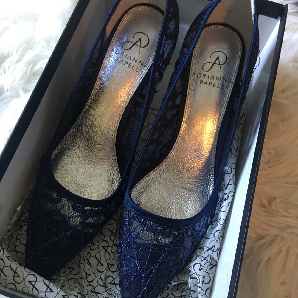 Adrianna Papell Navy Lace Heel